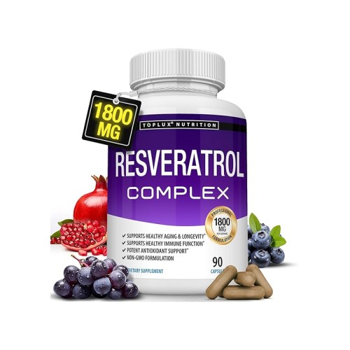 Toplux Resveratrol Supplement - 1800 Mg | 90 Capsules